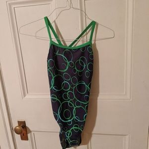 Green and Blue one Piece Women's Swim Suit